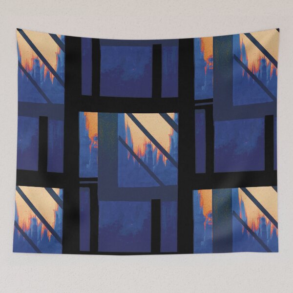 Item preview, Blue Cityscape evening designed and sold by BlackArtichoke.