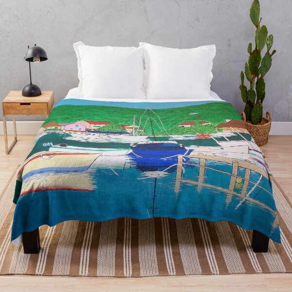 Item preview, Agios Stefanos Greek Boats Corfu Greece Landscape designed and sold by emmafifield.