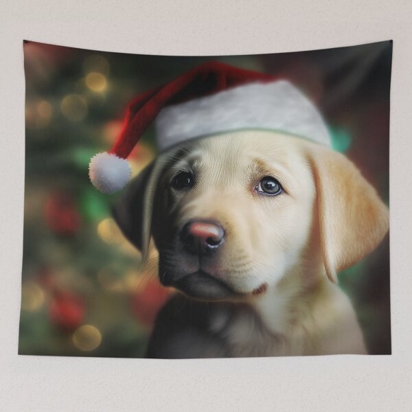 Item preview, Cute labrador puppy in a christmas hat designed and sold by designmetaspace.