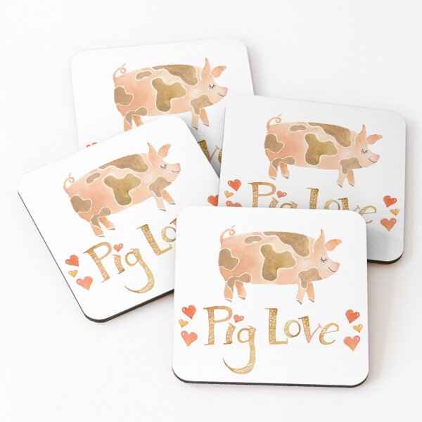 Item preview, Watercolor Pig Love  designed and sold by SurfPixieArt.