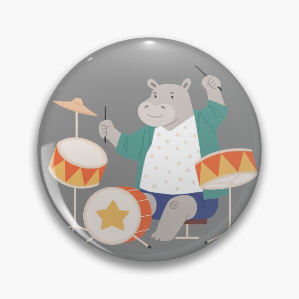 Item preview, Cute Hippo Playing Drums designed and sold by Pixelish.