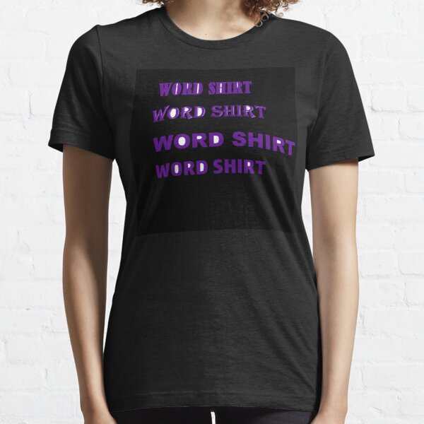 purple shirt with black letters