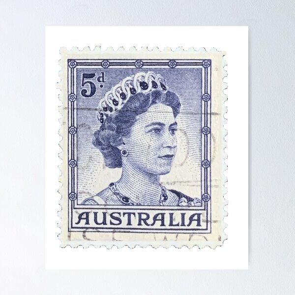 Vintage 5d Queen Blue Australia Postage Stamp