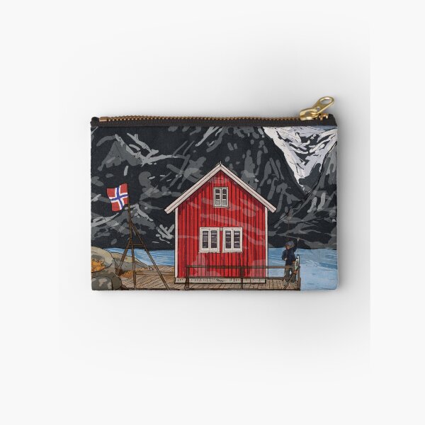Item preview, Rorbu Bergen Vestland Norway Illustration designed and sold by Wall-Art-Sketch.