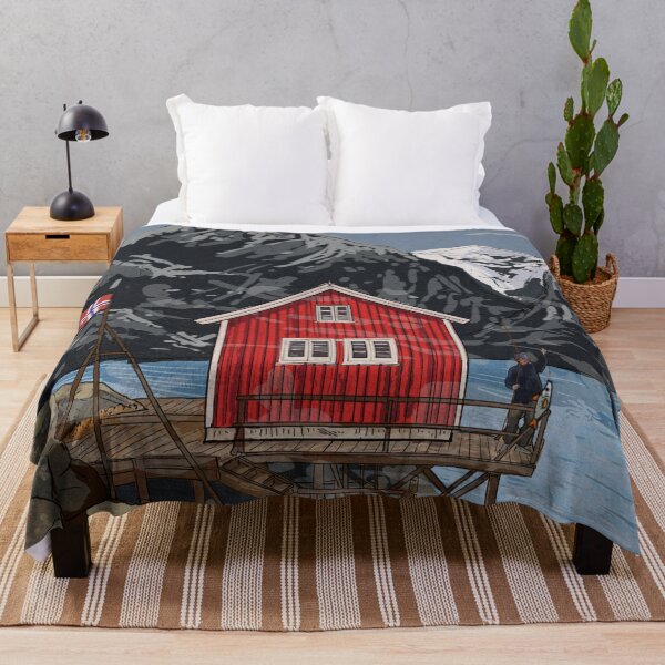 Item preview, Rorbu Bergen Vestland Norway Illustration designed and sold by Wall-Art-Sketch.