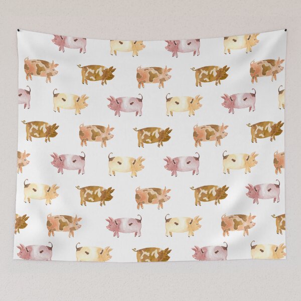 Item preview, Watecolor Pig Art Pattern designed and sold by SurfPixieArt.