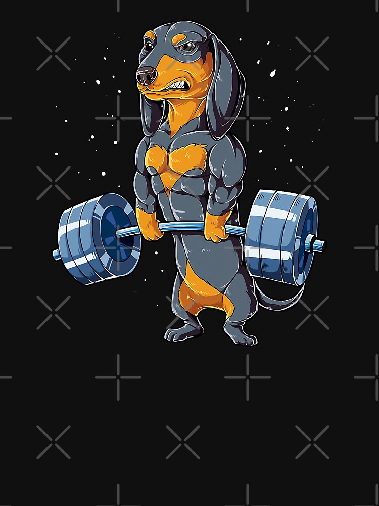 Dachshund Weightlifting Funny Deadlift Men Fitness Gym Gifts T-Shirt