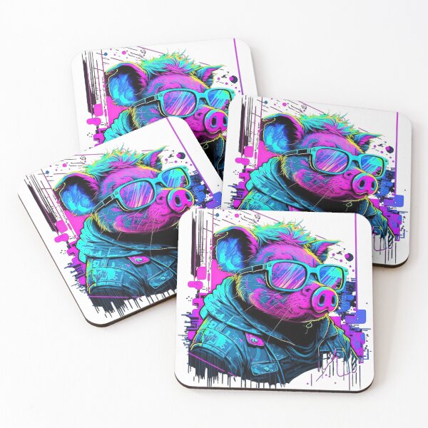 Item preview, Retrowave Pig designed and sold by Valentin Mladin.
