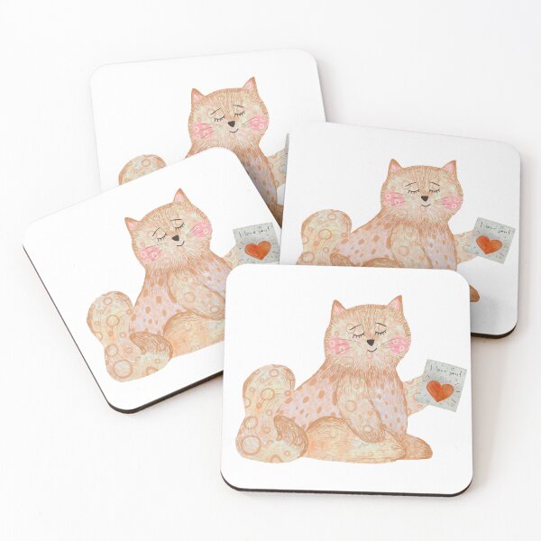 Aperçu de l'œuvre Cat toy card love colors texture watercolor sketch créée et vendue par Yana Mustafina | Boho Soulful Designs.