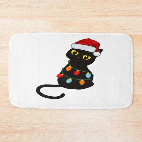 Item preview,  santa black cat tangled up in christmas tree lights holiday designed and sold by Ahmed Graphic .