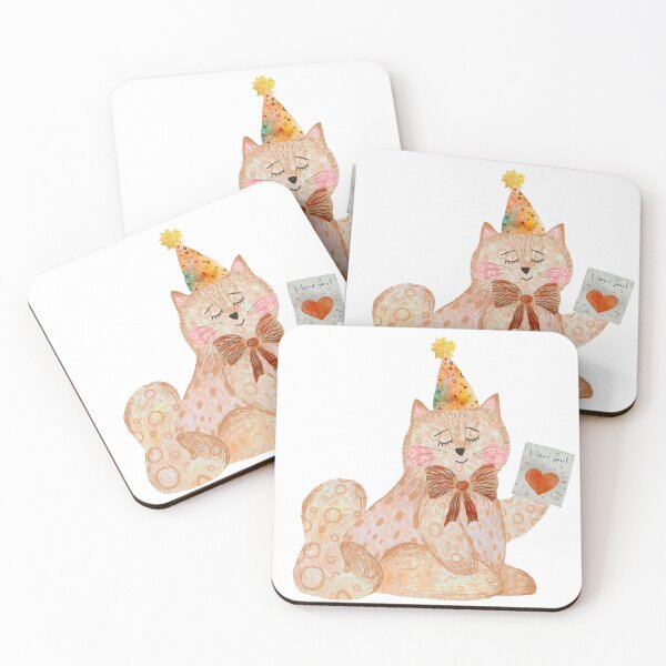 Artikelvorschau, Cat toy card love textured watercolor sketch entworfen und verkauft von Yana Mustafina | Boho Soulful Designs.