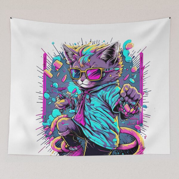 Item preview, Retrowave Cat designed and sold by Valentin Mladin.