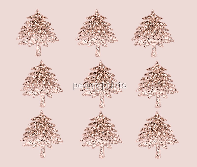"Rose gold glitter Christmas trees" by peggieprints Redbubble