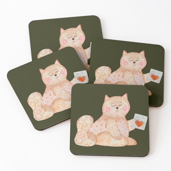 Artikelvorschau, Cat toy card love colors texture watercolor sketch green entworfen und verkauft von Yana Mustafina | Boho Soulful Designs.