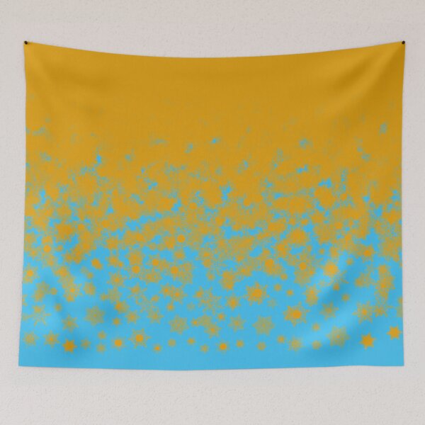 Item preview, Blizzard - Yellow snowflakes on an icy blue background designed and sold by illustratious.