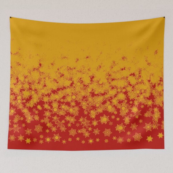 Item preview, Blizzard - Yellow snowflakes on a red background designed and sold by illustratious.
