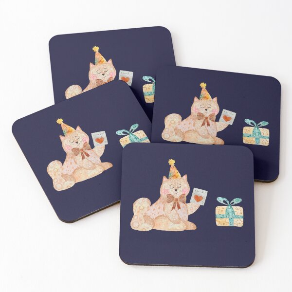Item preview, Cat toy card love gift textured watercolor blue designed and sold by Yana Mustafina | Boho Soulful Designs.