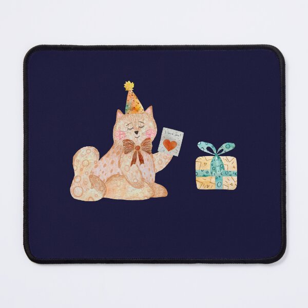 Item preview, Cat toy card love gift textured watercolor blue designed and sold by Yana Mustafina | Boho Soulful Designs.