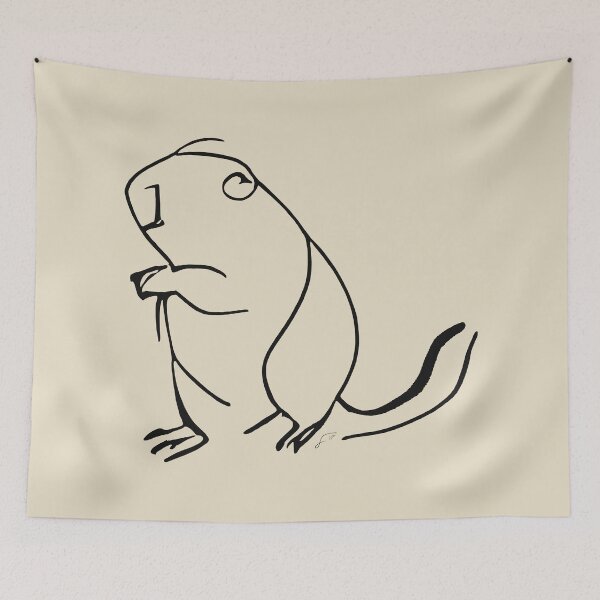 Item preview, Beaver Line Art Drawing - Good ol' Beaver Critter Minimalistic Digital Line Art (Black Line) designed and sold by SeaStories88.