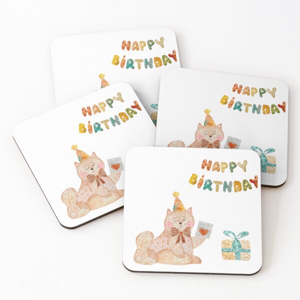 Artikelvorschau, Cat toy card love gift happy birthday watercolor entworfen und verkauft von Yana Mustafina | Boho Soulful Designs.