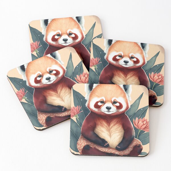 Item preview, Yoga Kawaii Red panda watercolor designed and sold by printiesart.