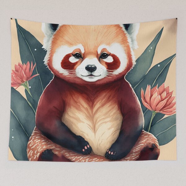Item preview, Yoga Kawaii Red panda watercolor designed and sold by printiesart.