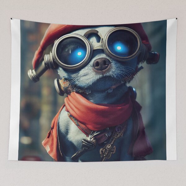 Item preview, Anthropomorphic Cyberpunk Pirate Puggle designed and sold by MimozaStudio.