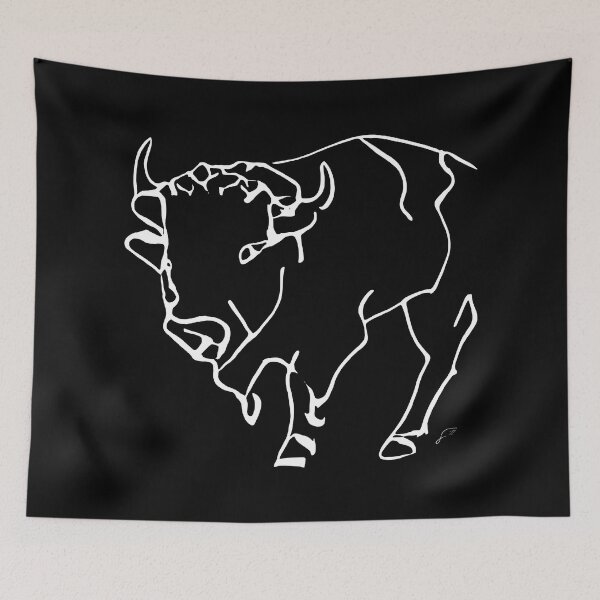Item preview, Buffalo Line Art Drawing - Good ol' Buffalo Critter Minimalistic Digital Line Art (White Line) designed and sold by SeaStories88.