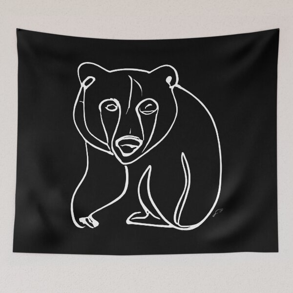 Item preview, Bear Line Art Drawing - Good ol' Bear Critter Minimalistic Digital Line Art (White Line) designed and sold by SeaStories88.