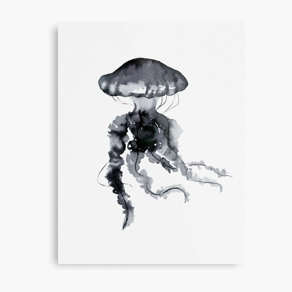 Jellyfish - Ink Metal Print