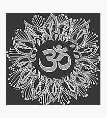Om mandala in white Photographic Print