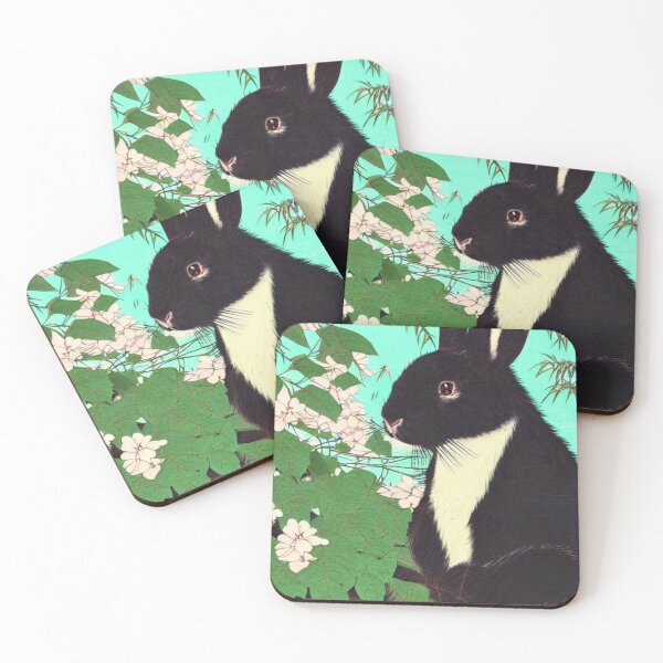 Item preview, Cute Floral Black Fuzzy Lop Rabbit with Binkying Eyes Innocent Bunny Expression Emotional Animal designed and sold by wigobun.