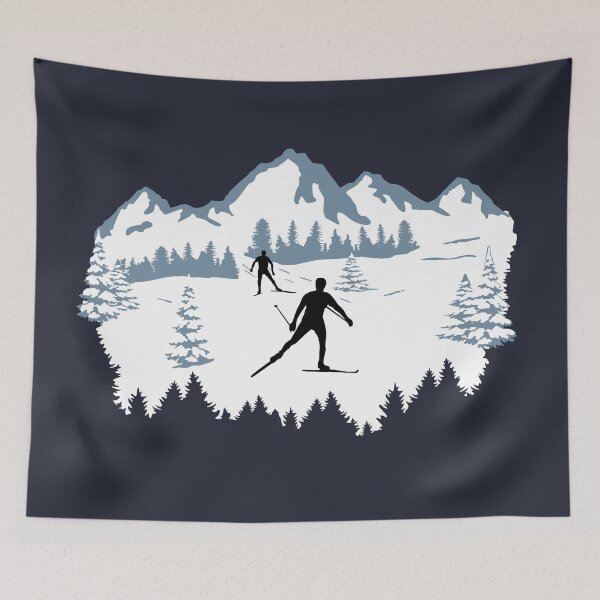 Item preview, Cross-country skiing, cross country skier and winter forest landscape designed and sold by claudiasartwork.