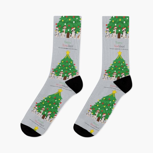 Item preview, Happy Howlidays with Christmas Tree and Santa Puppies (Great Dane, Australian Shepherd, Brittany Spaniel and English Bulldog)  designed and sold by SeasonalDogs.