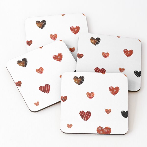 Artikelvorschau, Red textured heart pattern a watercolor sketch entworfen und verkauft von Yana Mustafina | Boho Soulful Designs.