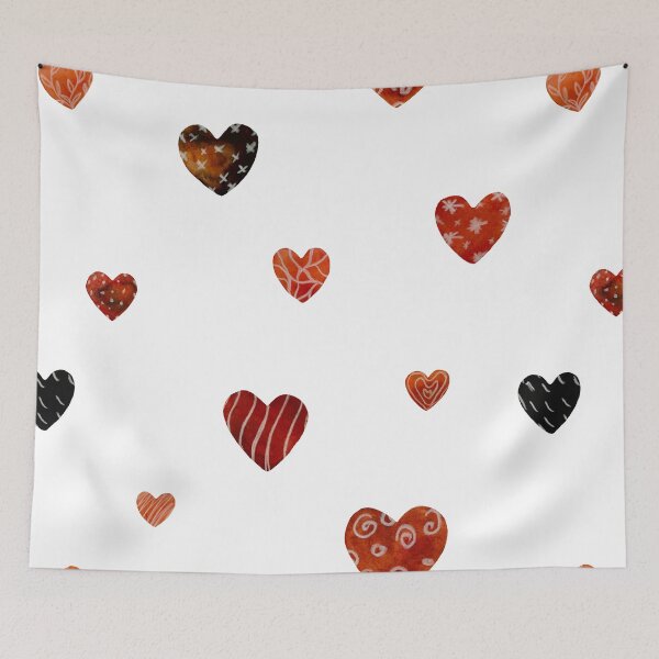 Item preview, Red textured heart pattern a watercolor sketch  designed and sold by Yana Mustafina | Boho Soulful Designs.