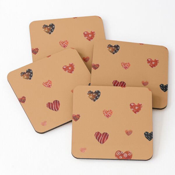 Item preview, Red textured heart pattern a watercolor sketch orange designed and sold by Yana Mustafina | Boho Soulful Designs.