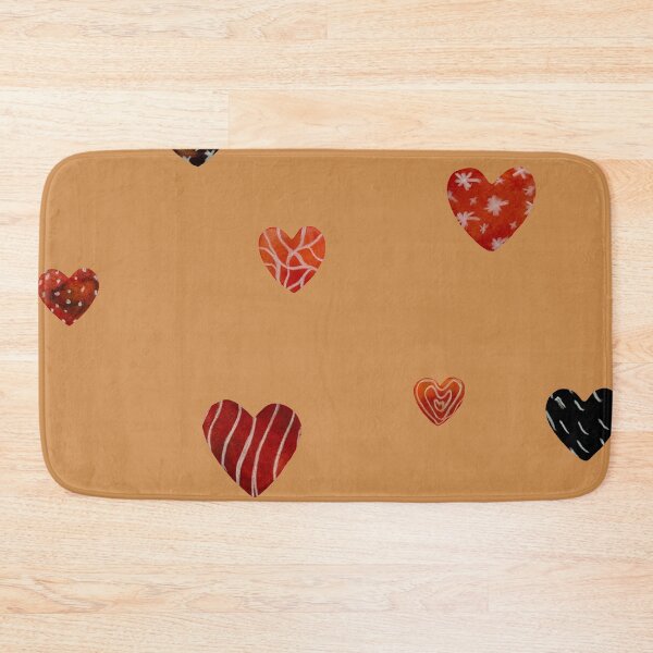 Item preview, Red textured heart pattern a watercolor sketch orange designed and sold by Yana Mustafina | Boho Soulful Designs.