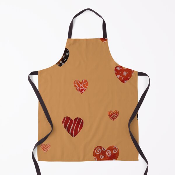 Item preview, Red textured heart pattern a watercolor sketch orange designed and sold by Yana Mustafina | Boho Soulful Designs.