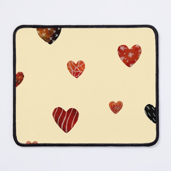 Item preview, Red textured heart pattern a watercolor sketch yellow designed and sold by Yana Mustafina | Boho Soulful Designs.