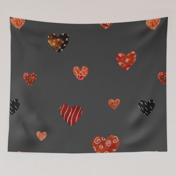 Artikelvorschau, Red textured heart pattern a watercolor sketch grey entworfen und verkauft von Yana Mustafina | Boho Soulful Designs.