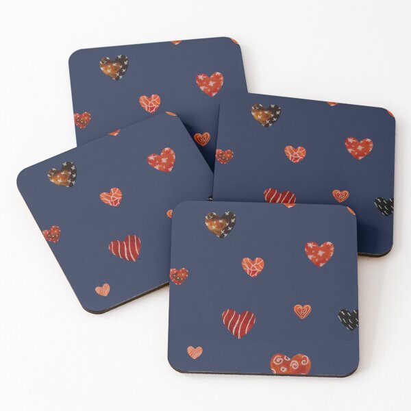 Artikelvorschau, Red textured heart pattern a watercolor sketch blue entworfen und verkauft von Yana Mustafina | Boho Soulful Designs.