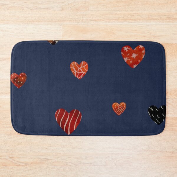 Item preview, Red textured heart pattern a watercolor sketch blue designed and sold by Yana Mustafina | Boho Soulful Designs.