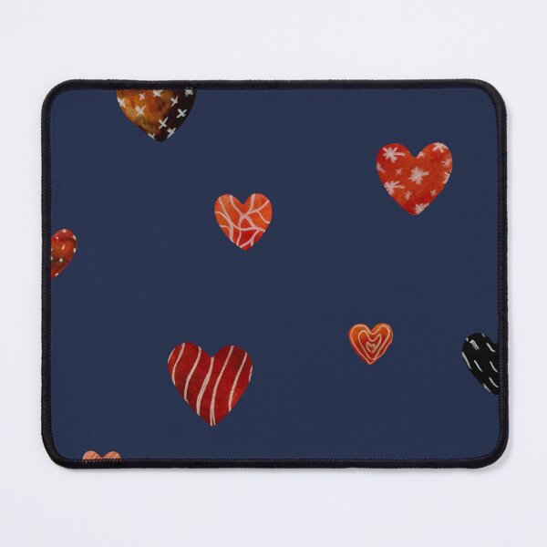 Item preview, Red textured heart pattern a watercolor sketch blue designed and sold by Yana Mustafina | Boho Soulful Designs.