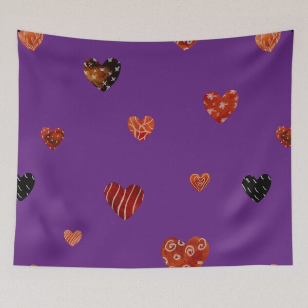 Item preview, Red textured heart pattern a watercolor sketch violet designed and sold by Yana Mustafina | Boho Soulful Designs.