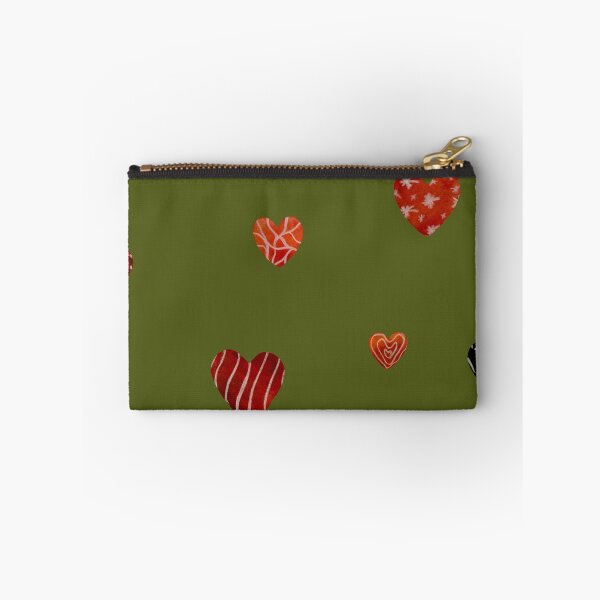 Item preview, Red textured heart pattern a watercolor sketch green designed and sold by Yana Mustafina | Boho Soulful Designs.