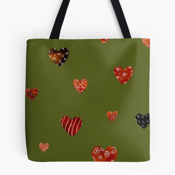 Item preview, Red textured heart pattern a watercolor sketch green designed and sold by Yana Mustafina | Boho Soulful Designs.