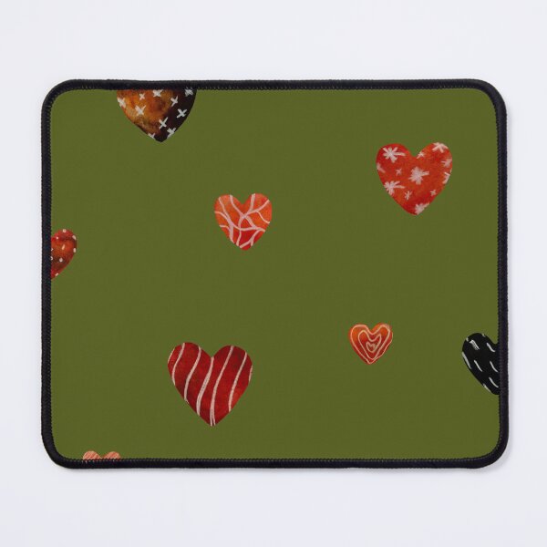Item preview, Red textured heart pattern a watercolor sketch green designed and sold by Yana Mustafina | Boho Soulful Designs.
