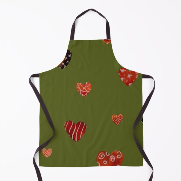 Item preview, Red textured heart pattern a watercolor sketch green designed and sold by Yana Mustafina | Boho Soulful Designs.