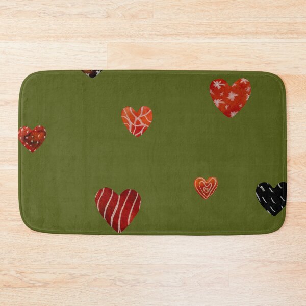 Item preview, Red textured heart pattern a watercolor sketch green designed and sold by Yana Mustafina | Boho Soulful Designs.